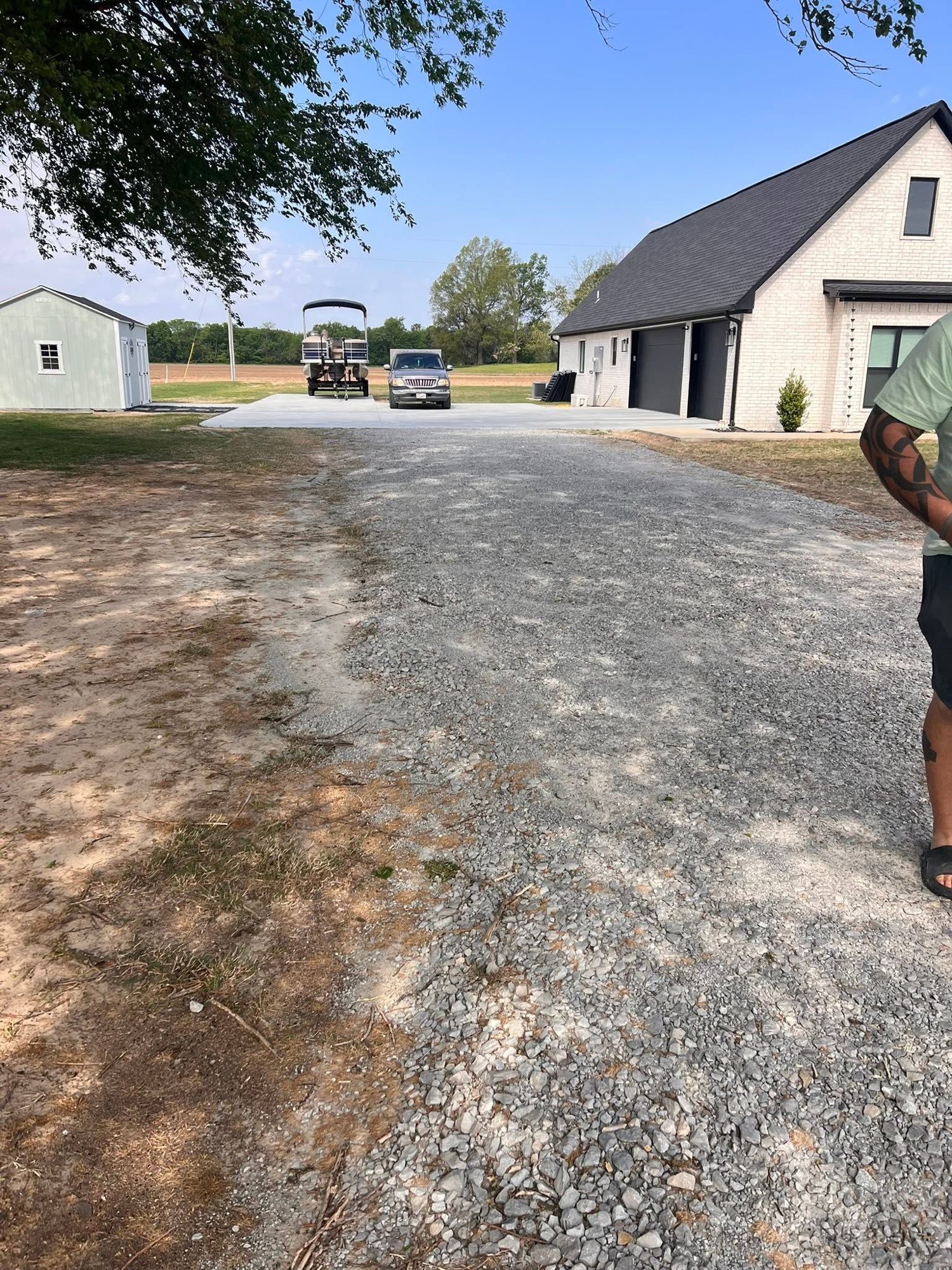 Finished gravel driveway at an upscale property