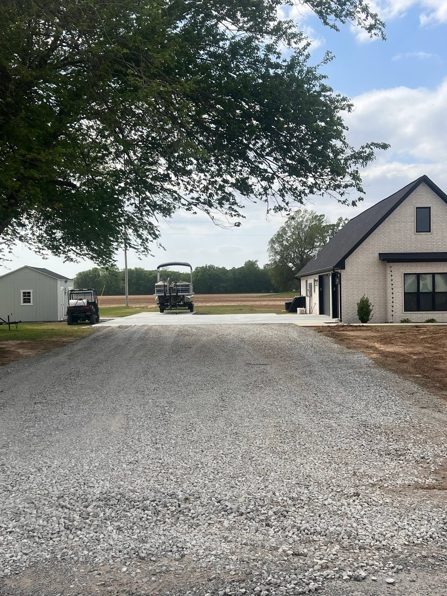 Finished gravel driveway at a newly built property