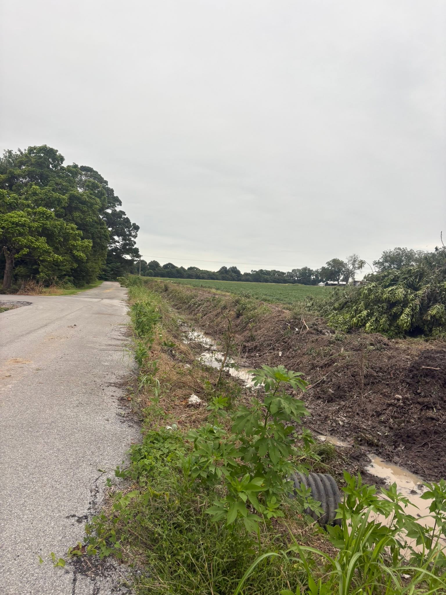 Drainage ditch excavated and culvert placed